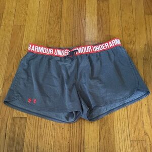Under Armour Women's Grey and Red Athletic Shorts